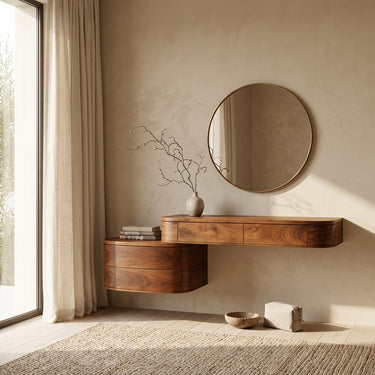 Modern Wooden Wall Mounted Makeup Vanity For Bedroom