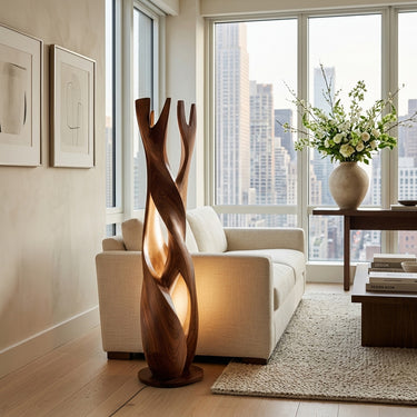 Statement Wooden Sculpture Lamp For Luxury Home