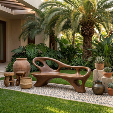 Modern Entryway Bench With Continuous Curved Structure For Modern Living