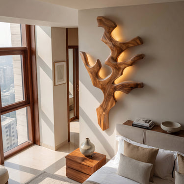 Contemporary Natural Wood Wall Light for Minimalist Bedroom