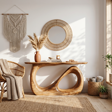 Rustic Organic Console Table For Entryway Living Room