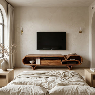 Mediterranean Modern Wooden TV Stand For Living Room
