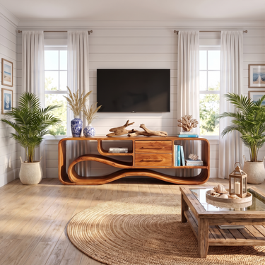 Modern Wood Media Console For Living Room