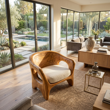Modern Organic Wooden Chair Designer Reception Area