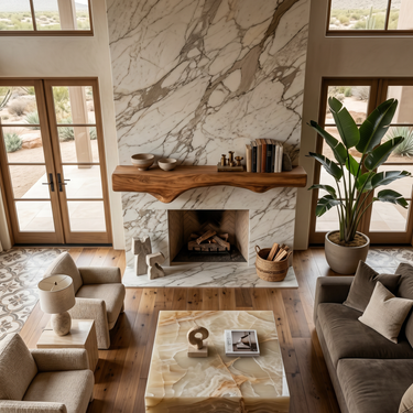 Sculptural Live Edge Fireplace Mantel For Holiday Decoration