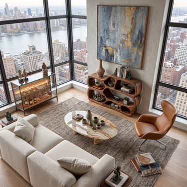 Artistic Curved Bookshelf For Living Room Styling