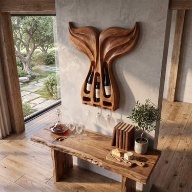 Whale Tail Wine Holder For Coastal Bar