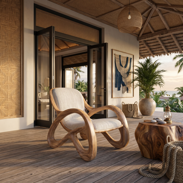 Premium Walnut Armchair for Open-Concept Modern Living Spaces