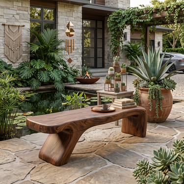 Architectural Bench With Sculpted Z Base For Entryway
