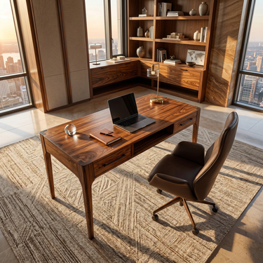 Contemporary Writing Desk With Slim Drawers For Study Room