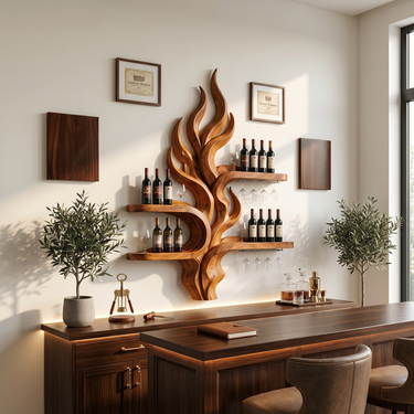 Handcrafted Organic Modern Wine Holder For Home Bar