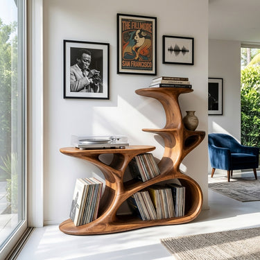 Mid Century Wooden Record Cabinet For Music Room
