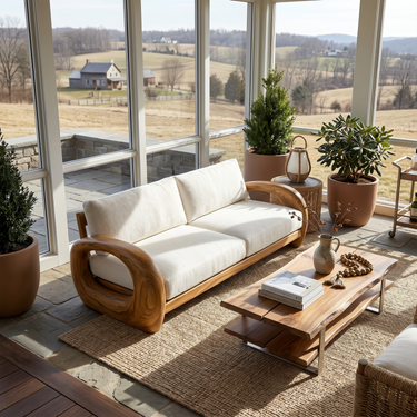 Modern Sculptural Wooden Sofa For Living Room