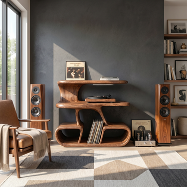 Modern Vinyl Record Stand For Reading Corner