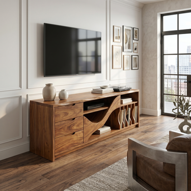 Industrial Wooden TV Cabinet Contemporary Loft Living