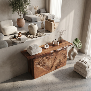 Modern Raw Edge Entry Table For Open Living Interior