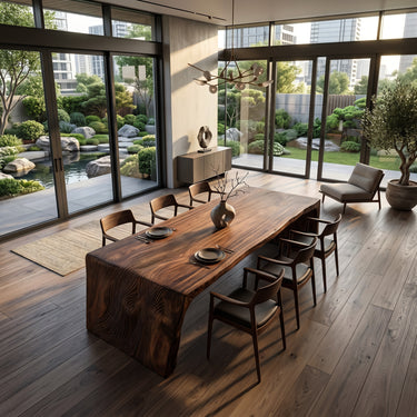 Contemporary Carved Wooden Dining Table For Dining Room