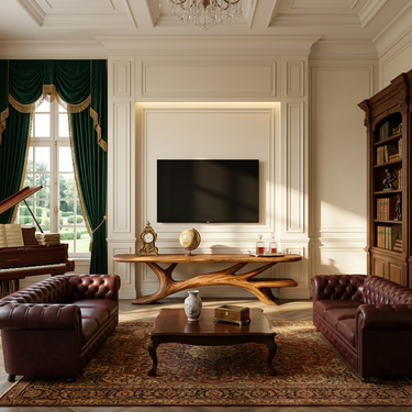 Statement TV Stand Curved Design For Modern Living Room