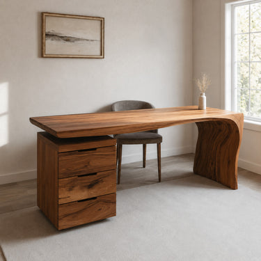 Modern Carved Desk Curved Leg With Drawer Cabinet For Workspace