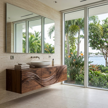 Modern Wave Floating Bathroom Vanity For Master Bathroom