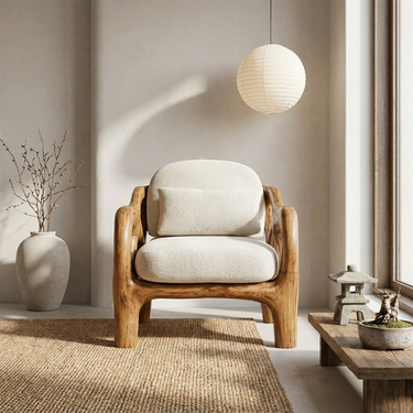 Japandi Accent Chair For Bedroom