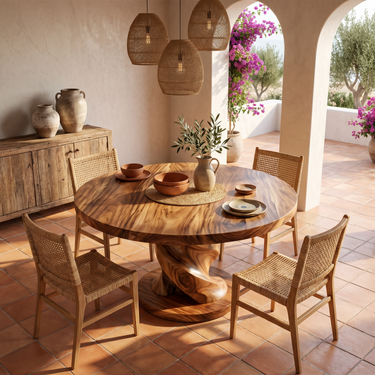 Tropical Twist Base Breakfast Table For Bright Kitchen