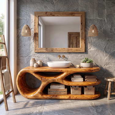 Coastal Organic Floating Bathroom Vanity For Bathroom