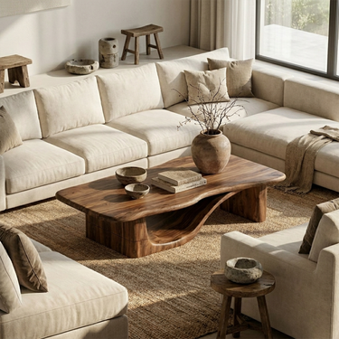 Rustic Sculptural Coffee Table Living Room