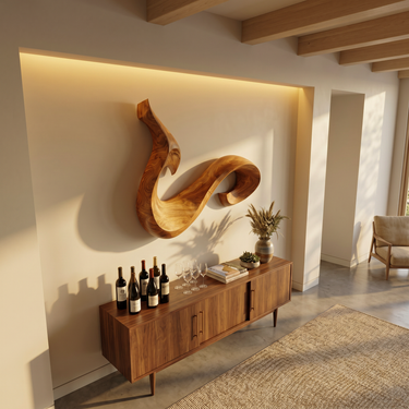 Modern Abstract Curved Wooden Wall Art For Living Room Decor