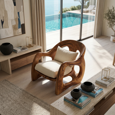 Handcrafted Organic Wood Armchair for Cozy Minimalist Living