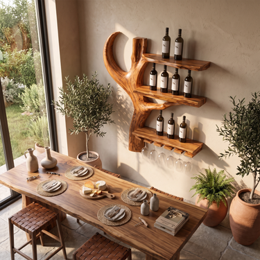 Tree Silhouette Wine Rack For Dining Space