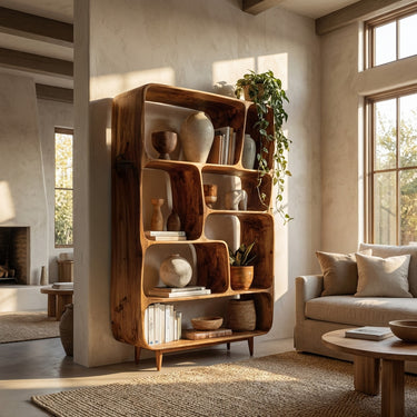 Mid Century Wood Bookshelf For Home Interiors