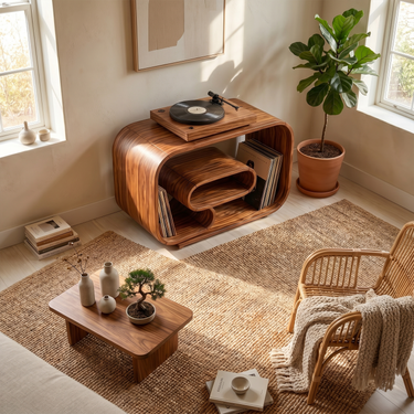 Mid Century Record Player Stand For Bedroom