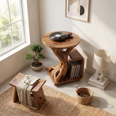 Rustic Record Player Stand For Lounge