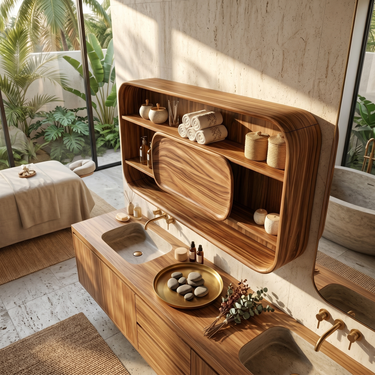 Contemporary Rounded Bathroom Cabinet Luxury Suite