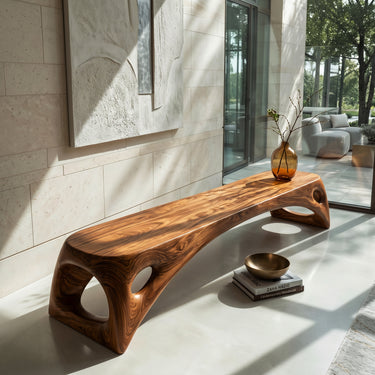 Minimalist Long Wooden Bench For Entryway