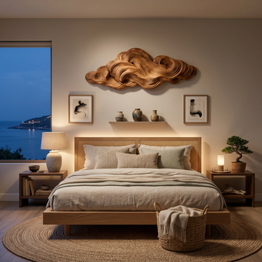 Minimalist Sculpture Cloud Wooden Wall Art For Apartment Living Room