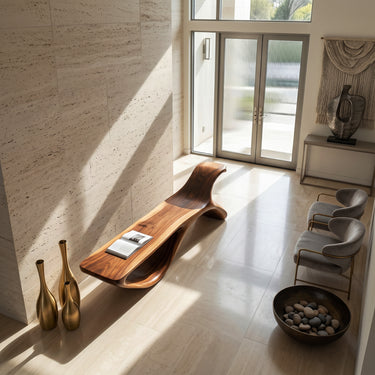 Contemporary Organic Natural Wood Bench For Hallway