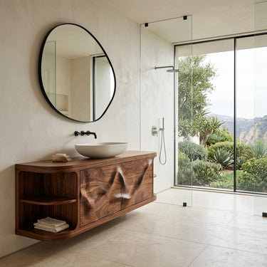 Modern Floating Bathroom Vanity With Relief Carving For Spa Bathroom