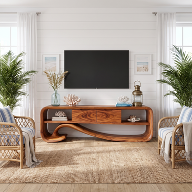 Minimalist Curved TV Cabinet For Living Room