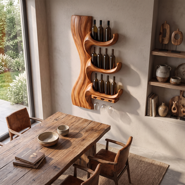 Sculptural Wine Rack For Kitchen Wall