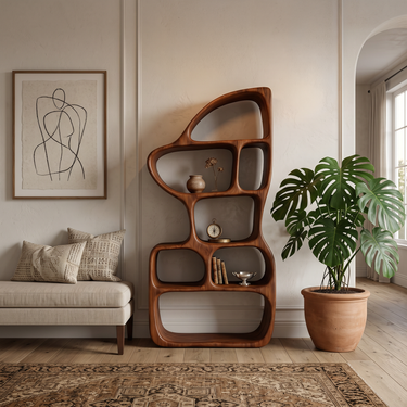 Organic Bookcase With Contemporary Sculptural Form For Living Room
