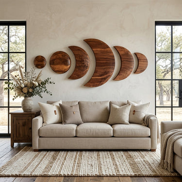 Boho Moon Phase Wood Wall Decor For Living Room