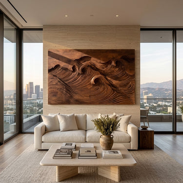 Quiet Luxury Ocean Wave Wood Wall Art For Living Room