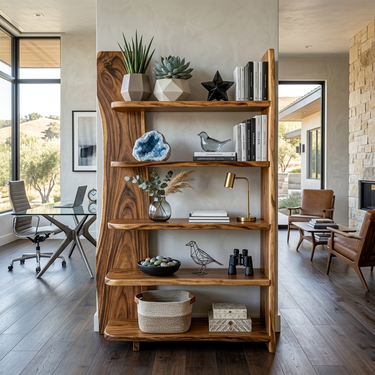 Handcrafted Wooden Bookshelf For Living Room Interior