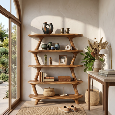 Modern Wooden Bookshelf With Storage Function For Living Room
