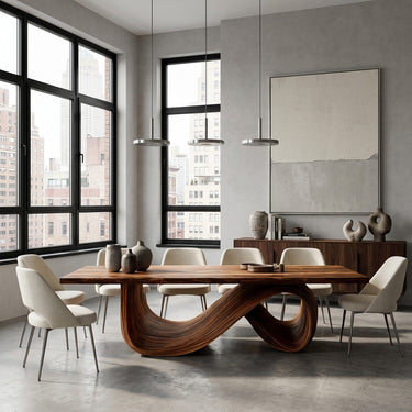 Modern Dining Table With Infinity Curve Base For Luxury Dining