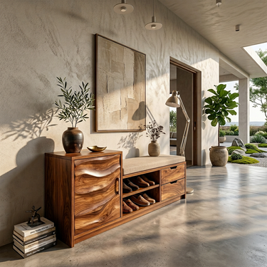 Industrial Shoe Cabinet For Loft Entryway Storage Section