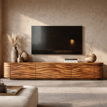 Contemporary Low Wood TV Stand For Media Room