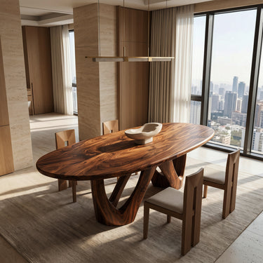 Modern Oval Dining Table With W-shape Leg For Kitchen